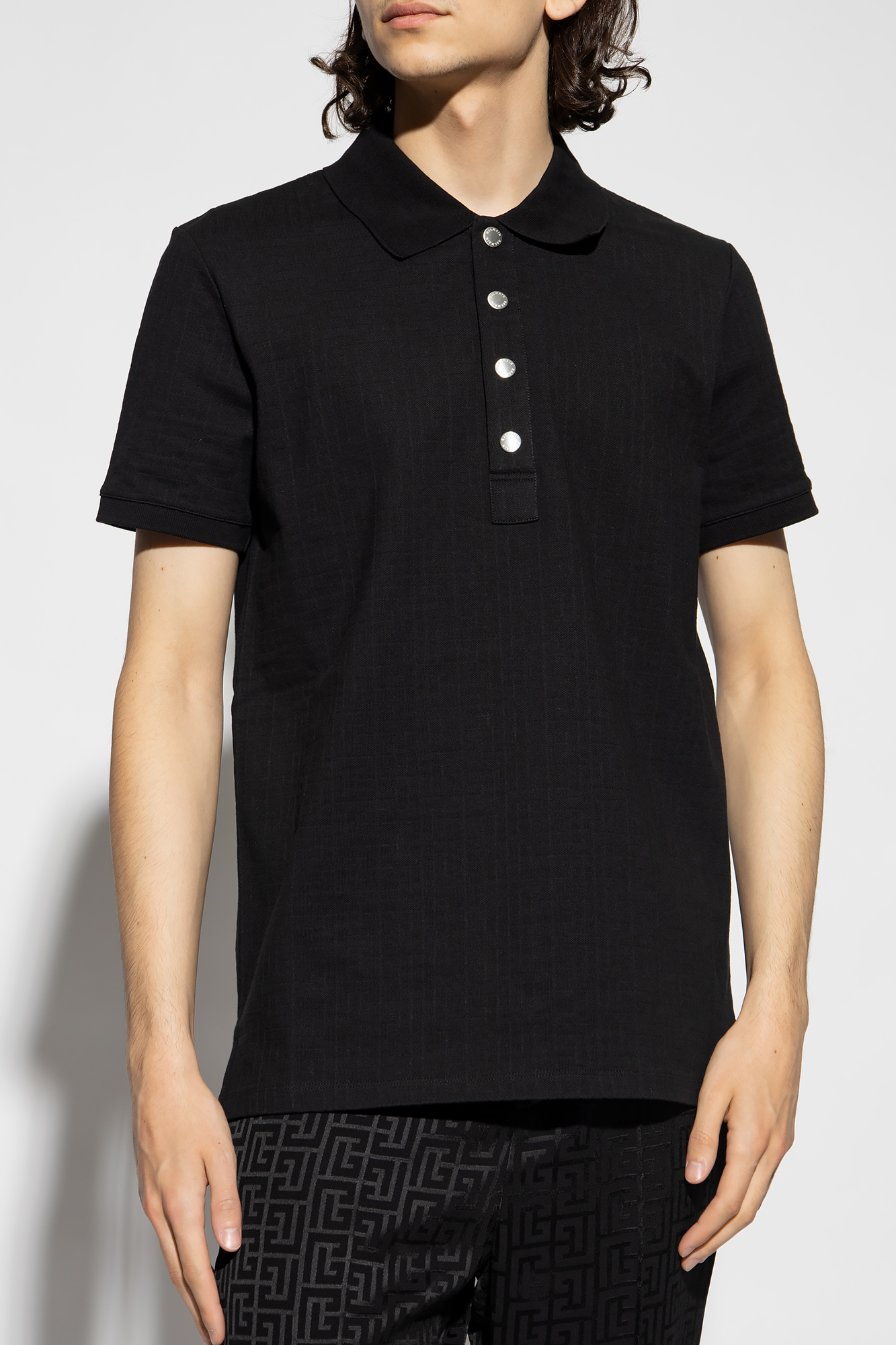 Tシャツ・カットソー BALMAIN SS25 POLO SHIRT WITH MONOGRAM (EH1GC027BC90 GFE) BALMAIN SS25 POLO SHIRT WITH MONOGRAM (EH1GC027BC90 GFE